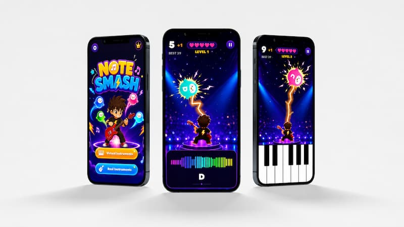 Note Smash music reflex game in action